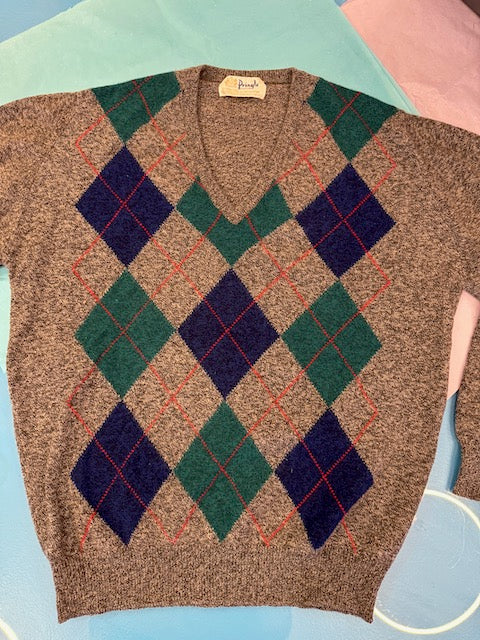 Pringle 100% Cashmere Argyle Sweater (XL)