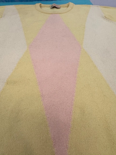 Hawick Yellow, Pink, White 100% Cashmere Sweater (44)